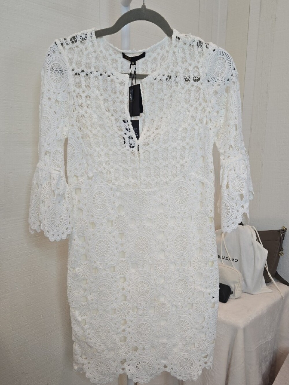 Maje Lace Eyelet Dress Straight guipure dress NWT SZ 36 - Picture 4 of 8